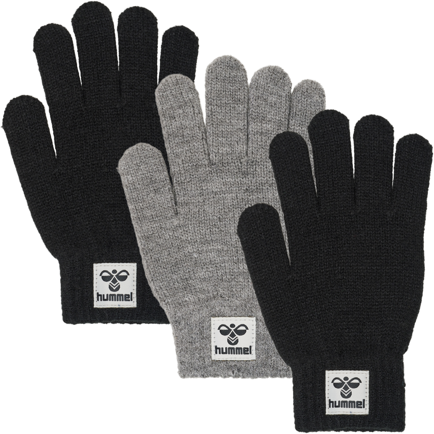 hmlKVINT GLOVE 3 PK, BLACK/GREY MELANGE, packshot