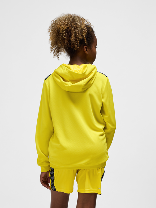 hmlAUTHENTIC PL ZIP HOODIE KIDS, BLAZING YELLOW, model