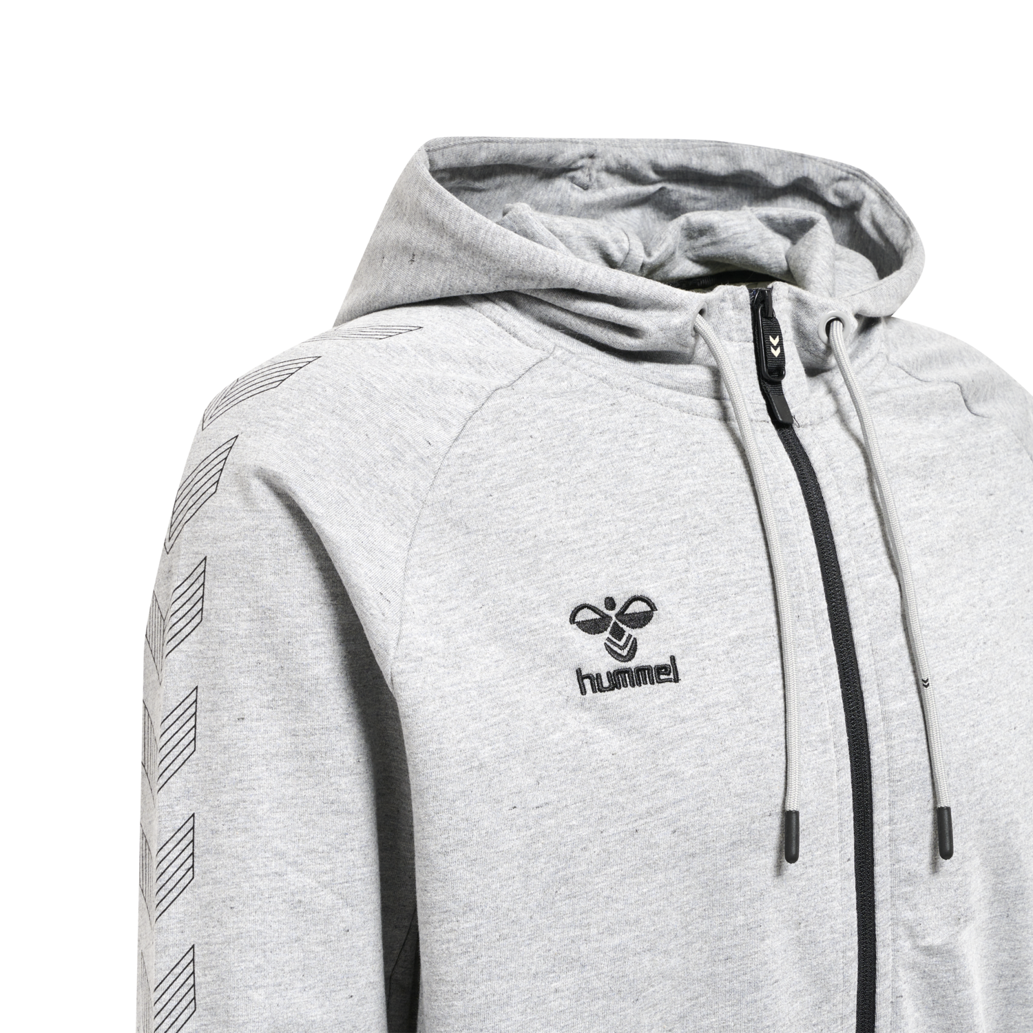 hmlMOVE GRID COTTON ZIP HOODIE, GREY MELANGE, packshot