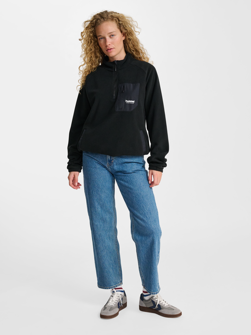 hmlFLEECE HALFZIP SW, BLACK, model