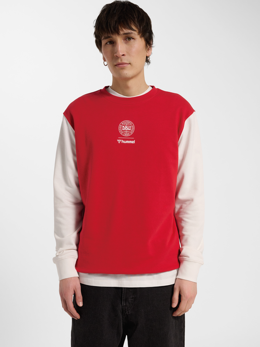 DBU 26 FAN RED-WHITE CREW NECK, TANGO RED/WHITE, model