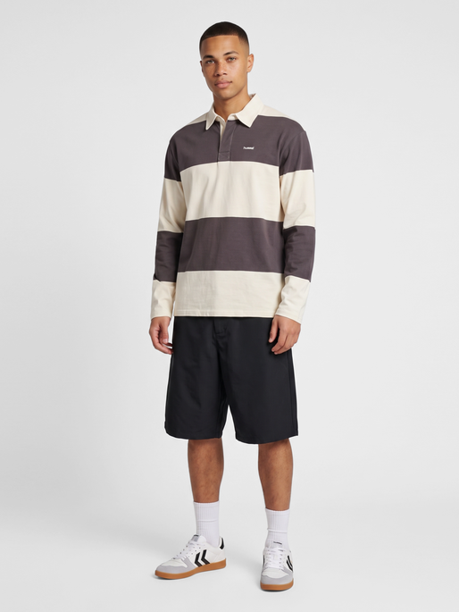 hmlI-D POLO L/S, SHALE/MARSHMALLOW, model