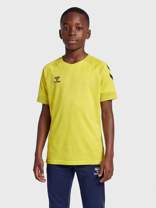 hmlLEAD S/S POLY JERSEY KIDS, BLAZING YELLOW, model