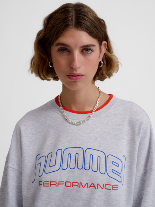 hmlFAST OVERSIZED CREW, LIGHT GREY MELANGE, model