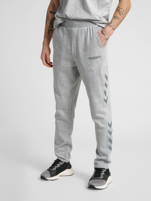 hmlLEGACY TAPERED PANTS, GREY MELANGE, model