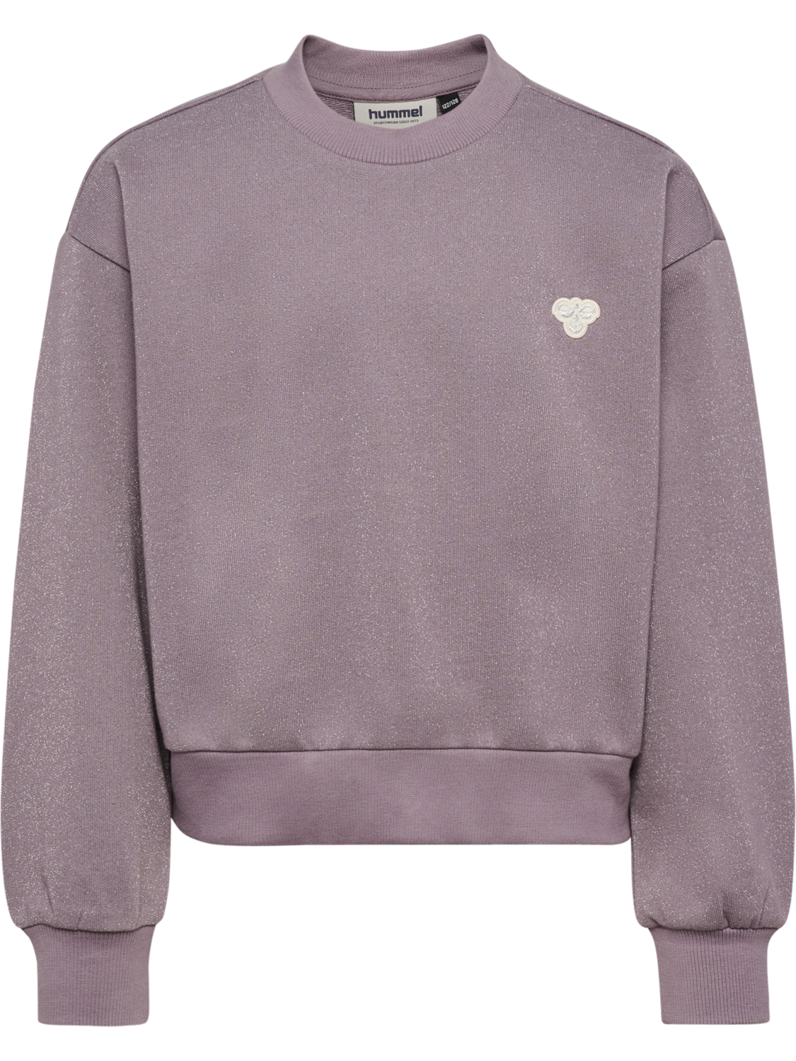 hmlJR LOOSE GLITTER CREWNECK BEE, GRAY RIDGE, packshot
