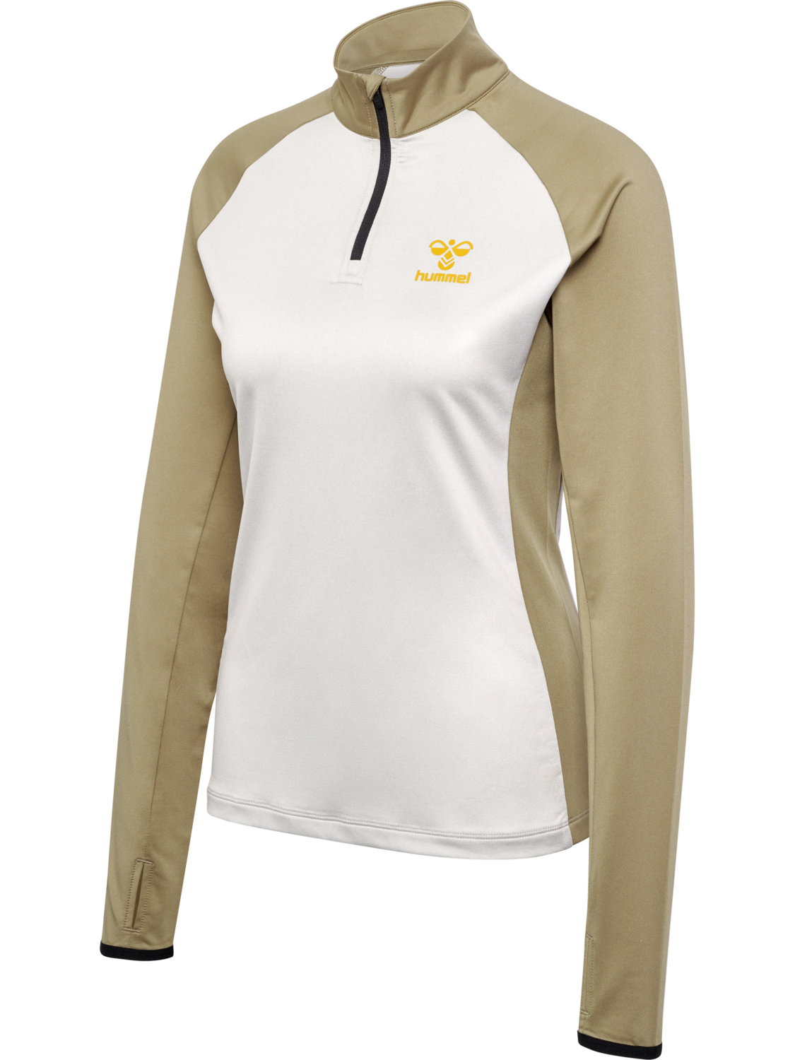 hmlSPRINT MELANGE HALF ZIP WOMAN, OYSTER MUSHROOM, packshot