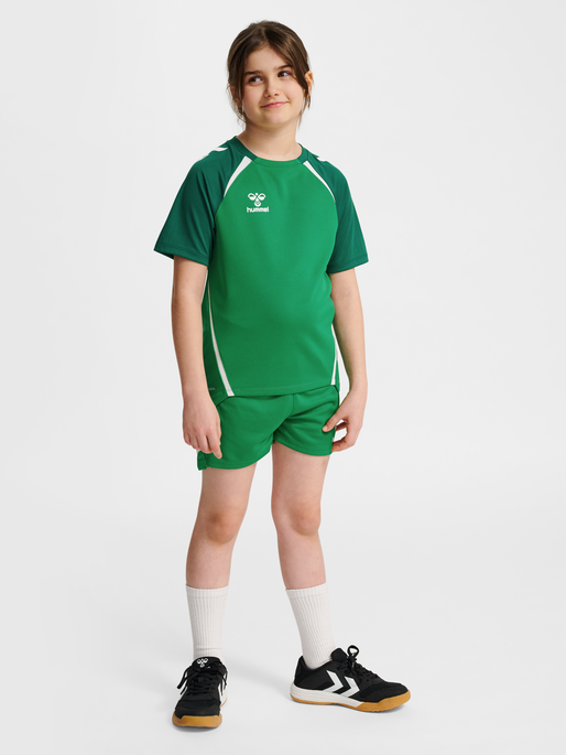 hmlLEAD 2.0 JERSEY S/S KIDS, JELLY BEAN/EVERGREEN, model
