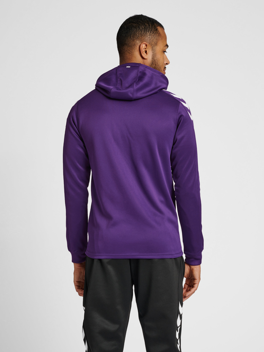 hmlCORE XK POLY SWEAT HOODIE, ACAI/WHITE, model