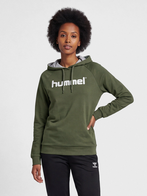 HMLGO COTTON LOGO HOODIE WOMAN, GRAPE LEAF, model