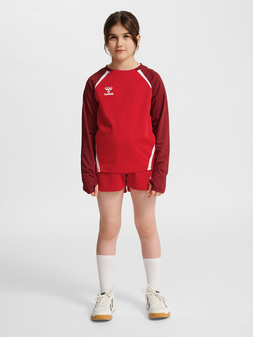 hmlLEAD 2.0 CREW SWEAT KIDS, TRUE RED/MAROON, model