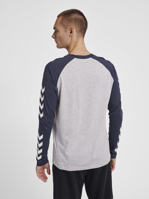 hmlLEGACY BLOCKED T-SHIRT L/S, GREY MELANGE, model