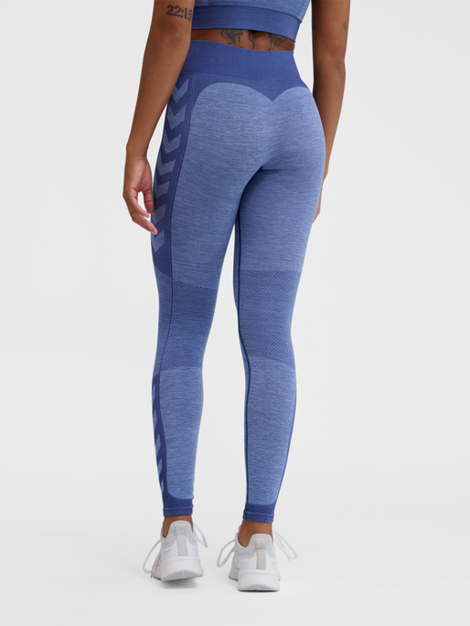 hmlMT SHINE SEAMLESS MW TIGHTS, BLUE INDIGO MELANGE, model