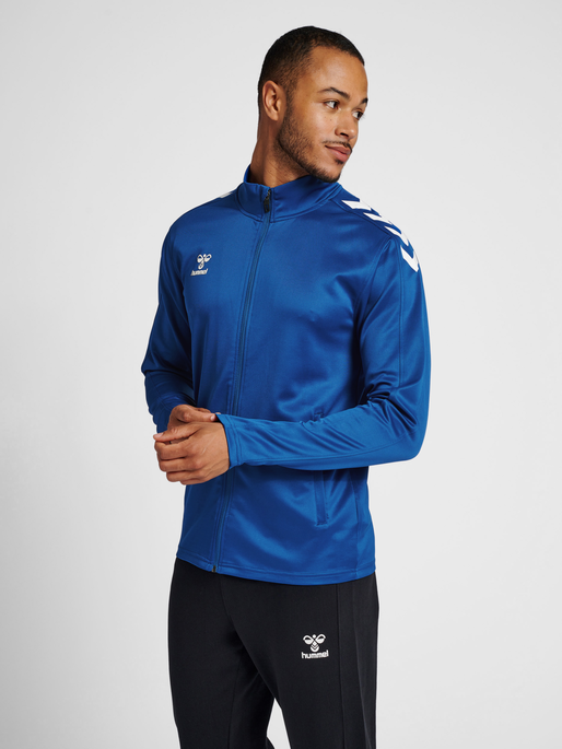 hmlCORE XK POLY ZIP SWEAT, TRUE BLUE, model