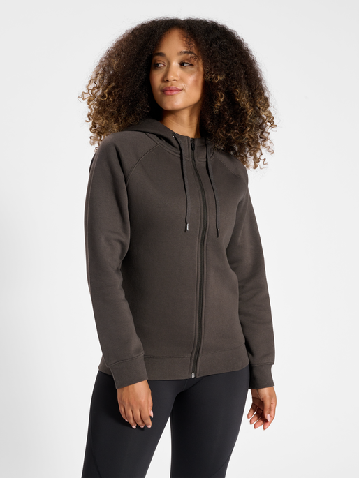 hmlRED HEAVY ZIP HOODIE WOMAN, RAVEN, model