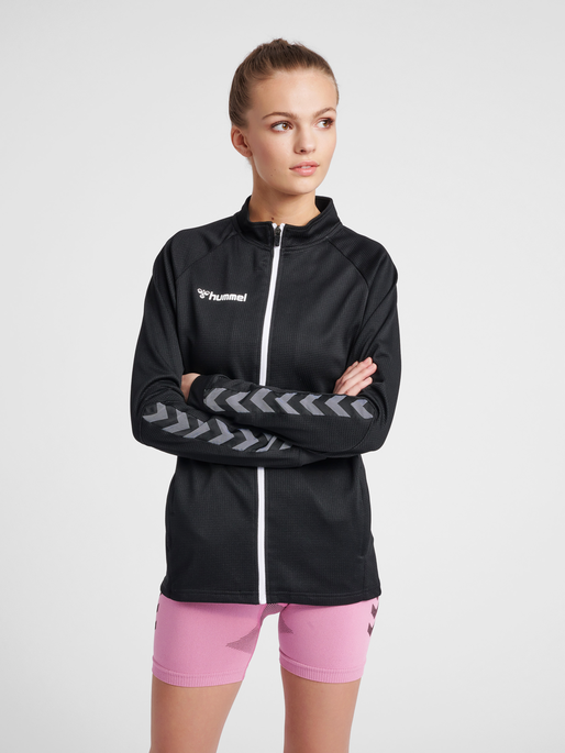 hmlAUTHENTIC HALF ZIP SWEATSHIRT WO, BLACK/WHITE, model