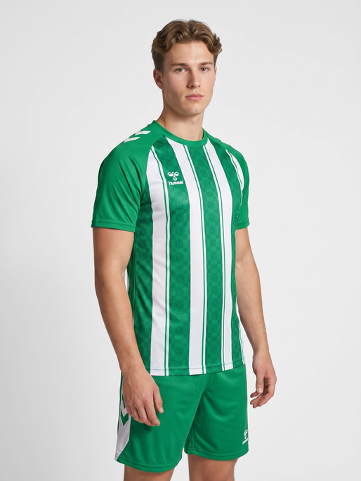 hmlMATCH STRIPED JERSEY S/S, JELLY BEAN/WHITE, model