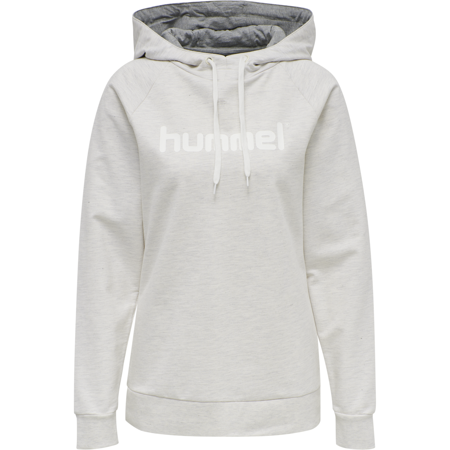 HMLGO COTTON LOGO HOODIE WOMAN, EGRET MELANGE, packshot