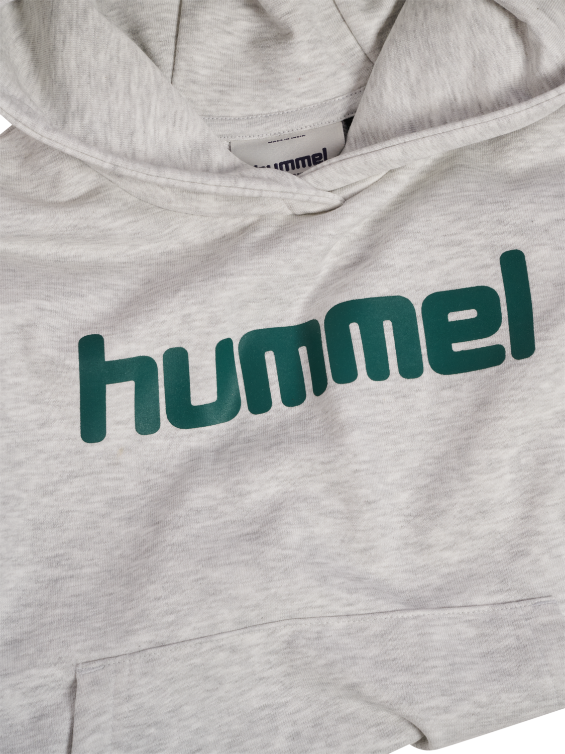 hmlJR BOXY HOODIE LOGO, LIGHT GREY MELANGE, packshot
