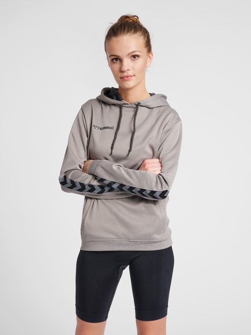 hmlAUTHENTIC POLY HOODIE WOMAN, GREY MELANGE, model