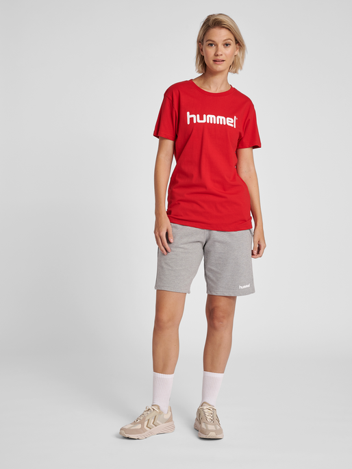 HMLGO COTTON LOGO T-SHIRT WOMAN S/S, TRUE RED, model