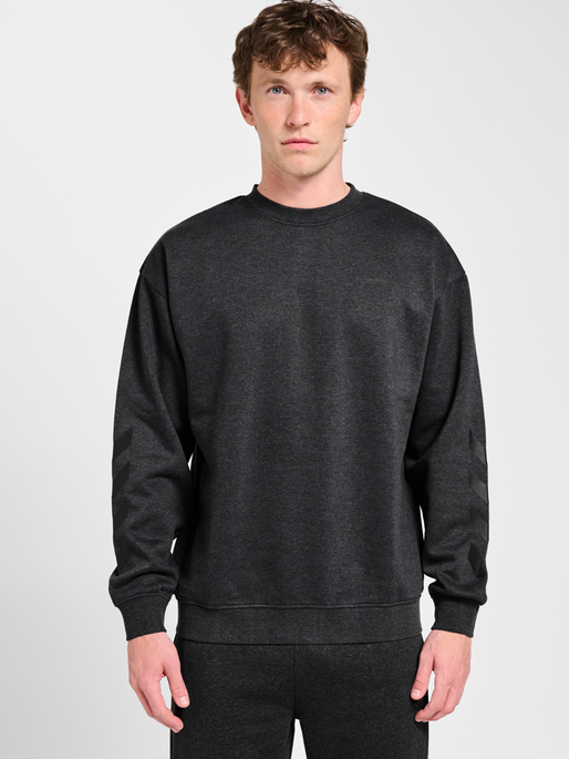 hmlCHEVRON ATHLETIC SWEATSHIRT, DARK GREY MELANGE, model