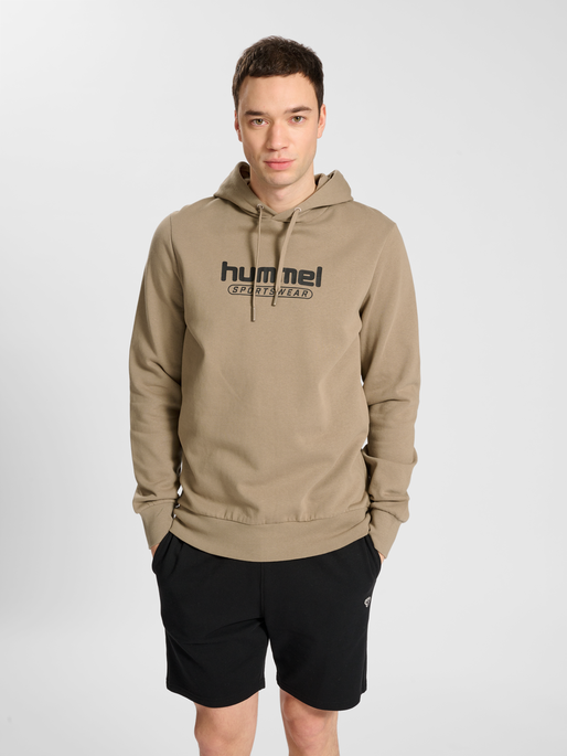 hmlBOOSTER HOODIE, GREIGE, model