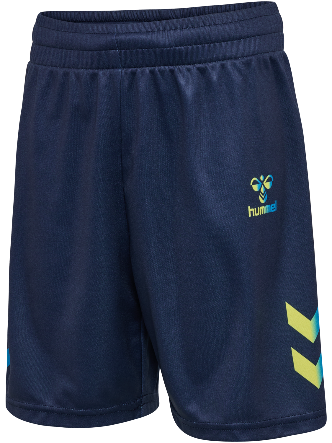 hmlSHIMMER SHORTS, DRESS BLUES/LIMEADE, packshot