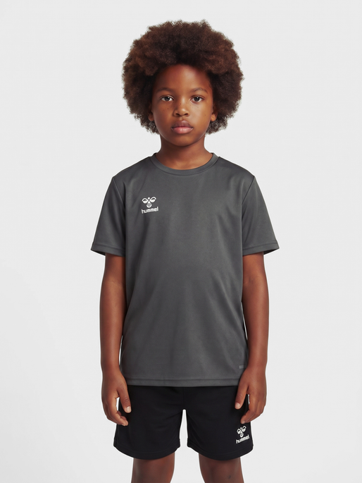 hmlESSENTIAL JERSEY S/S KIDS, STEEL GRAY, model