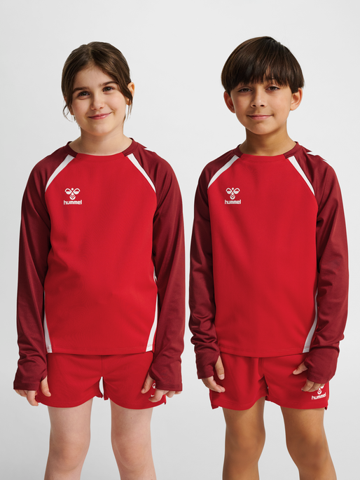 hmlLEAD 2.0 CREW SWEAT KIDS, TRUE RED/MAROON, model