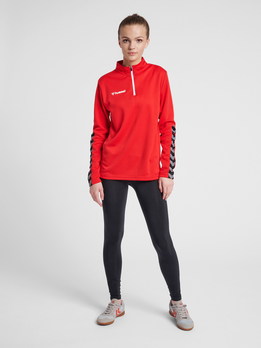 hmlAUTHENTIC HALF ZIP SWEATSHIRT WO, TRUE RED, model