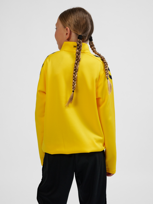 hmlCORE XK HALF ZIP POLY SWEAT KIDS, SPORTS YELLOW, model