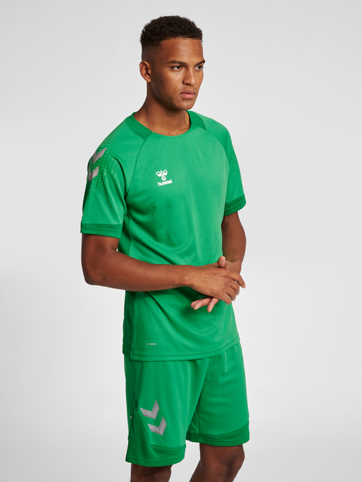 hmlLEAD S/S POLY JERSEY, JELLY BEAN, model