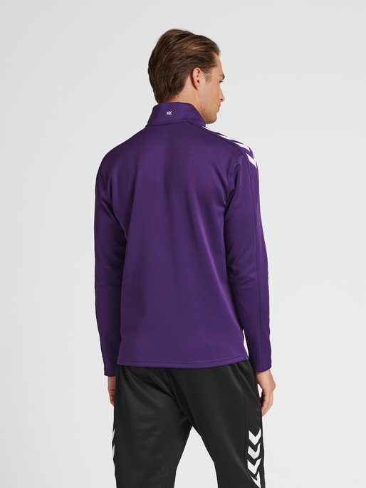 hmlCORE XK POLY ZIP SWEAT, ACAI/WHITE, model
