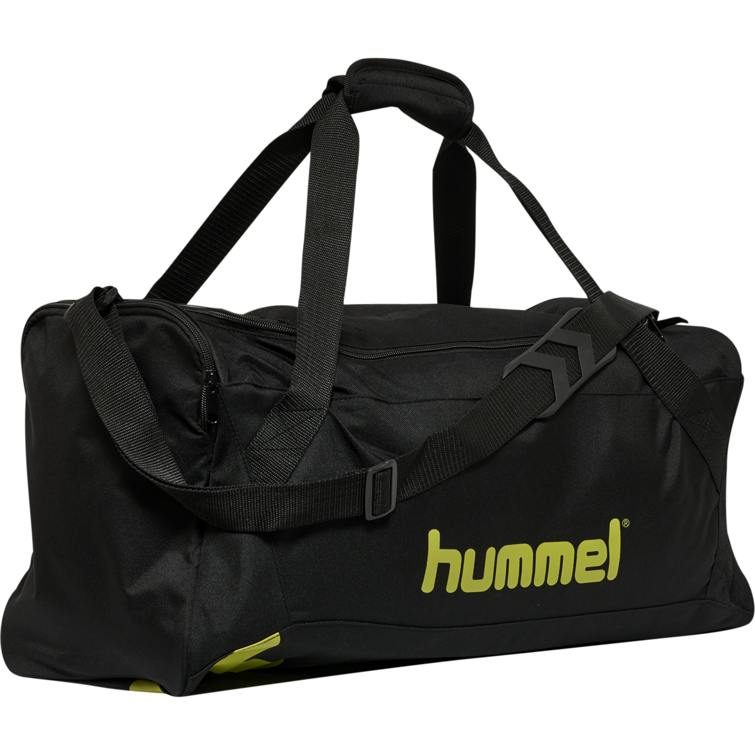 hmlACTION SPORTS BAG, JET BLACK/DARK CITRON, packshot