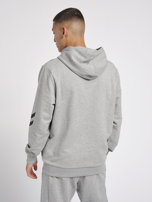 hmlLGC GRAHAM HOODIE, GREY MELANGE, model