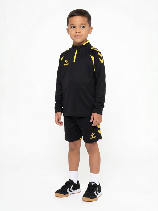 hmlCORE 2.0 HALF ZIP KIDS, BLACK/BLAZING YELLOW, model