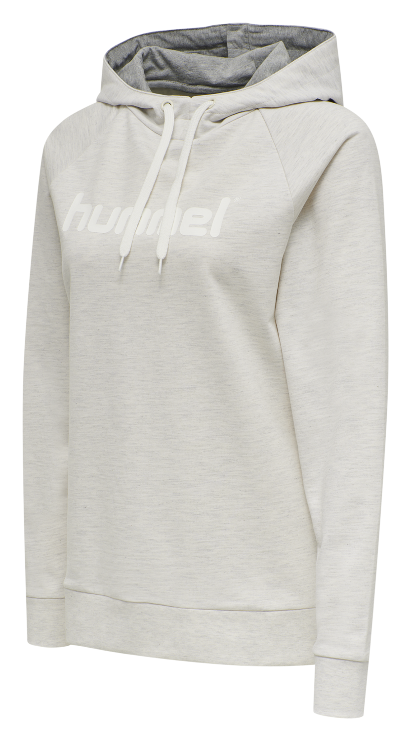 HMLGO COTTON LOGO HOODIE WOMAN, EGRET MELANGE, packshot