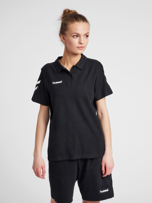 HMLGO COTTON POLO WOMAN, BLACK, model