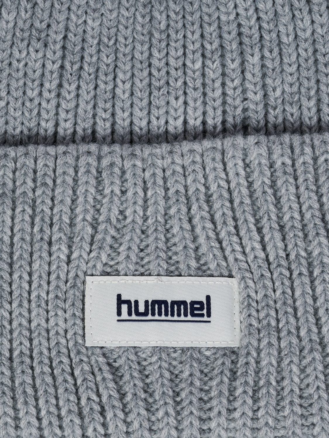 hmlJR HEAVY RIB KNIT BEANIE, GREY MELANGE, packshot