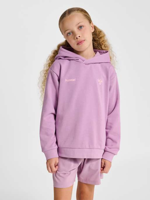hmlJR GRAPHIC HOODIE, LAVENDER MIST, model