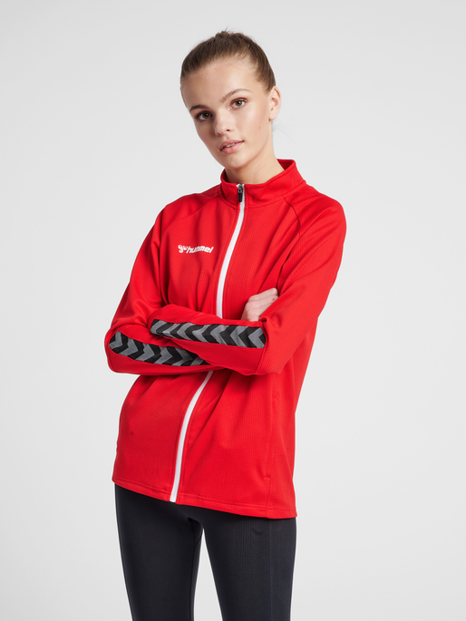 hmlAUTHENTIC WOMEN POLY ZIP JACKET, TRUE RED, model