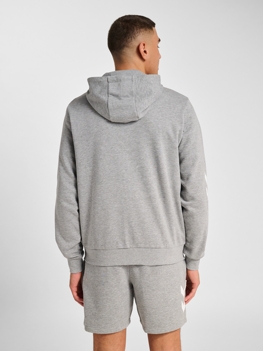 hmlLEGACY 2.0 ZIP HOODIE, GREY MELANGE, model
