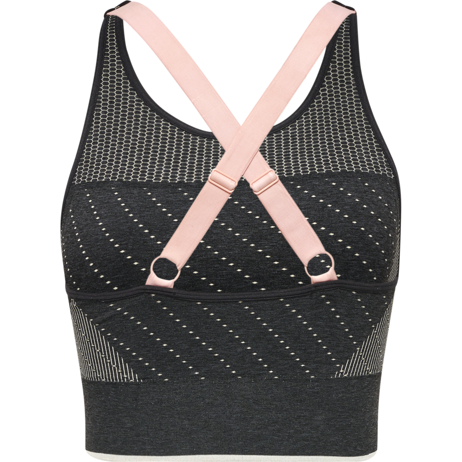 hmlMT HANA SEAMLESS SPORTS TOP, BLACK MELANGE, packshot