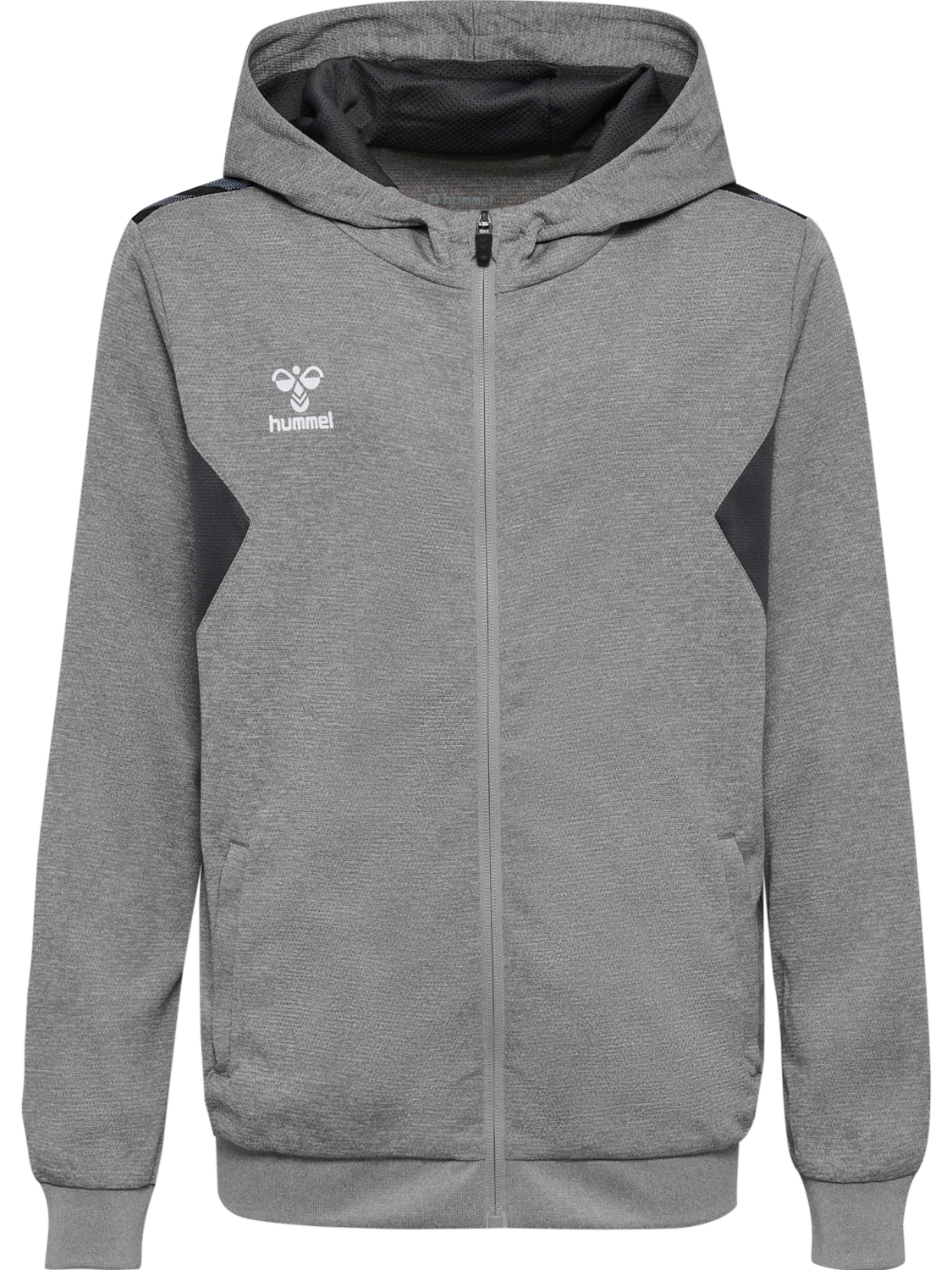 hmlAUTHENTIC PL ZIP HOODIE KIDS, GREY MELANGE, packshot