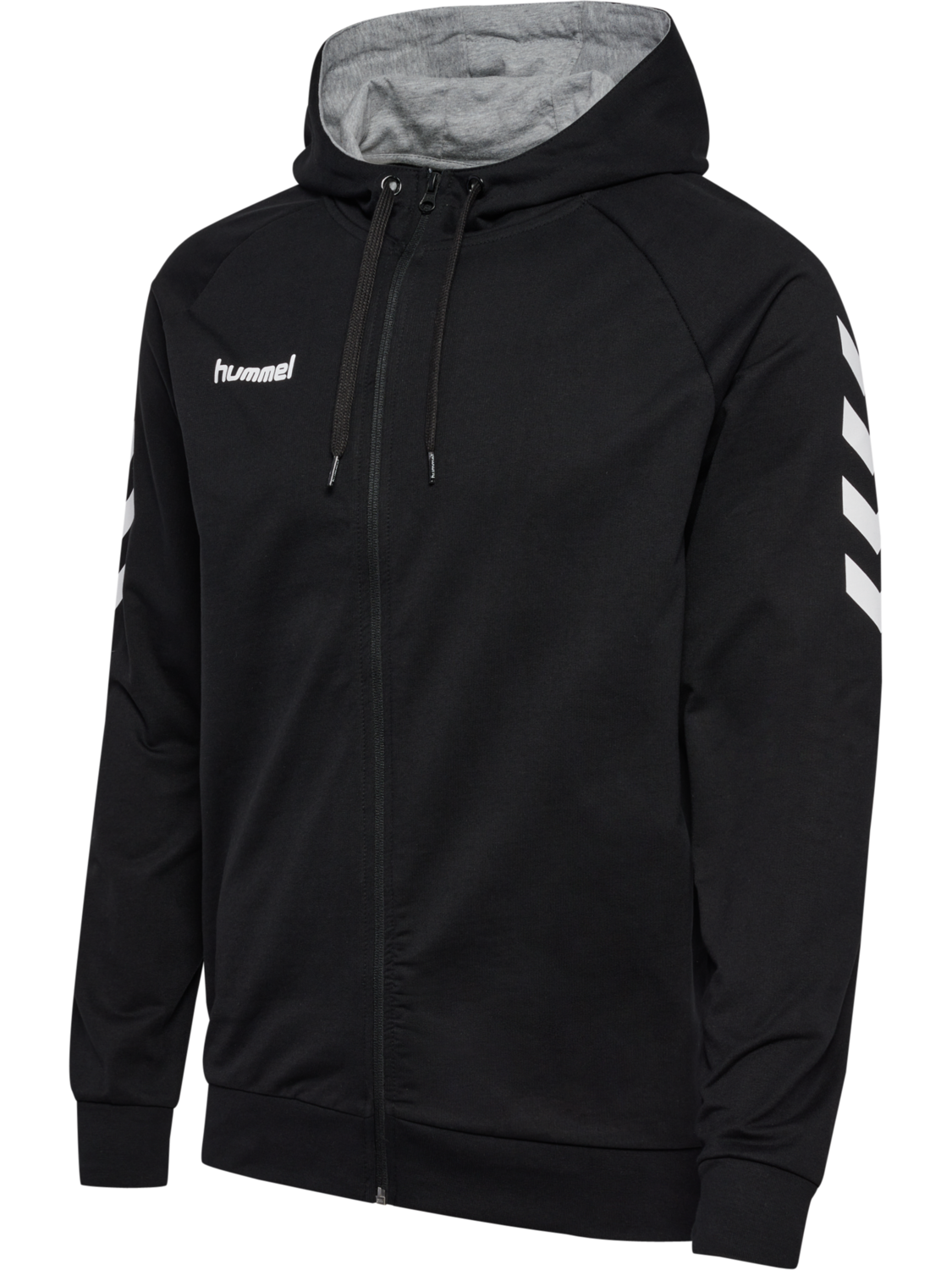 HMLGO COTTON ZIP HOODIE, BLACK, packshot