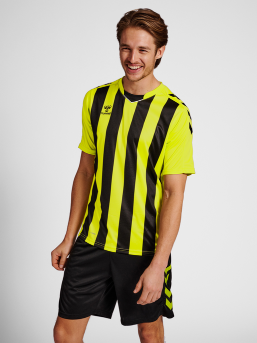 hmlCORE XK STRIPED JERSEY S/S, LIME POPSICLE/BLACK, model