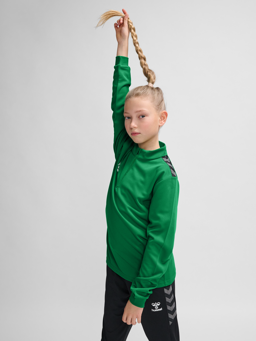 hmlAUTHENTIC HALF ZIP SWEAT KIDS, JELLY BEAN, model