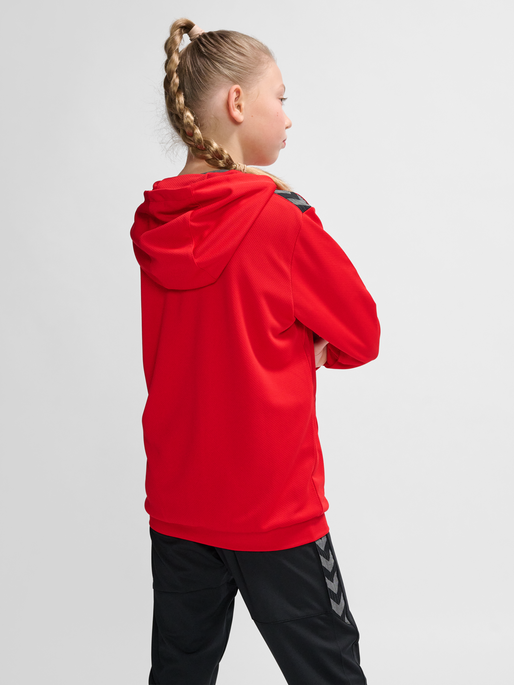 hmlAUTHENTIC PL ZIP HOODIE KIDS, TRUE RED, model
