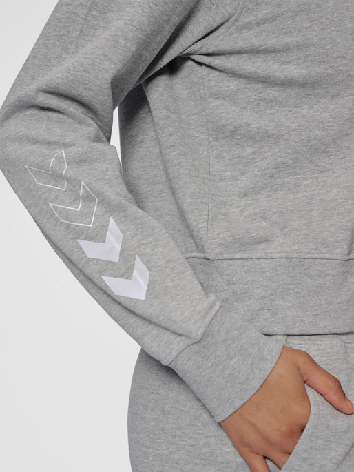 hmlELEMENTAL SHORT HOODIE WOMAN, GREY MELANGE, model